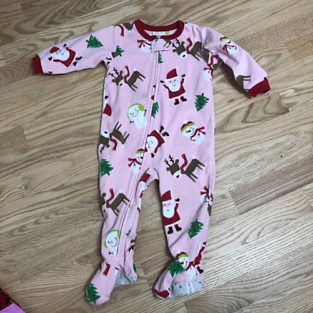 Carter’s Christmas Fleeces Footed Pajamas 12 month